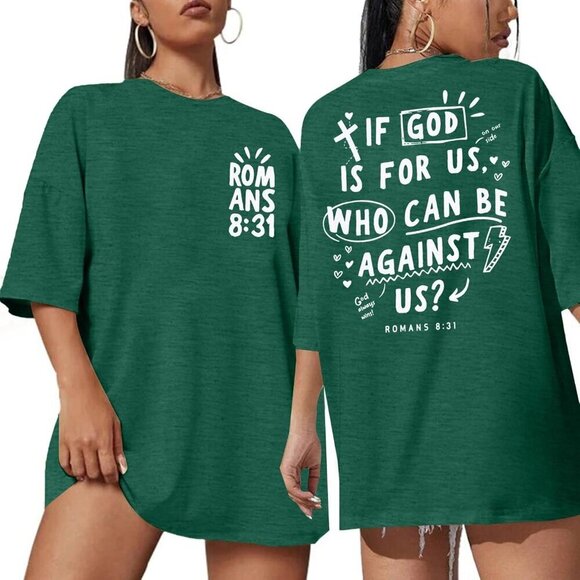 Tops - Christian Women's Oversized T Shirt Faith Bible Verse Religious Casual